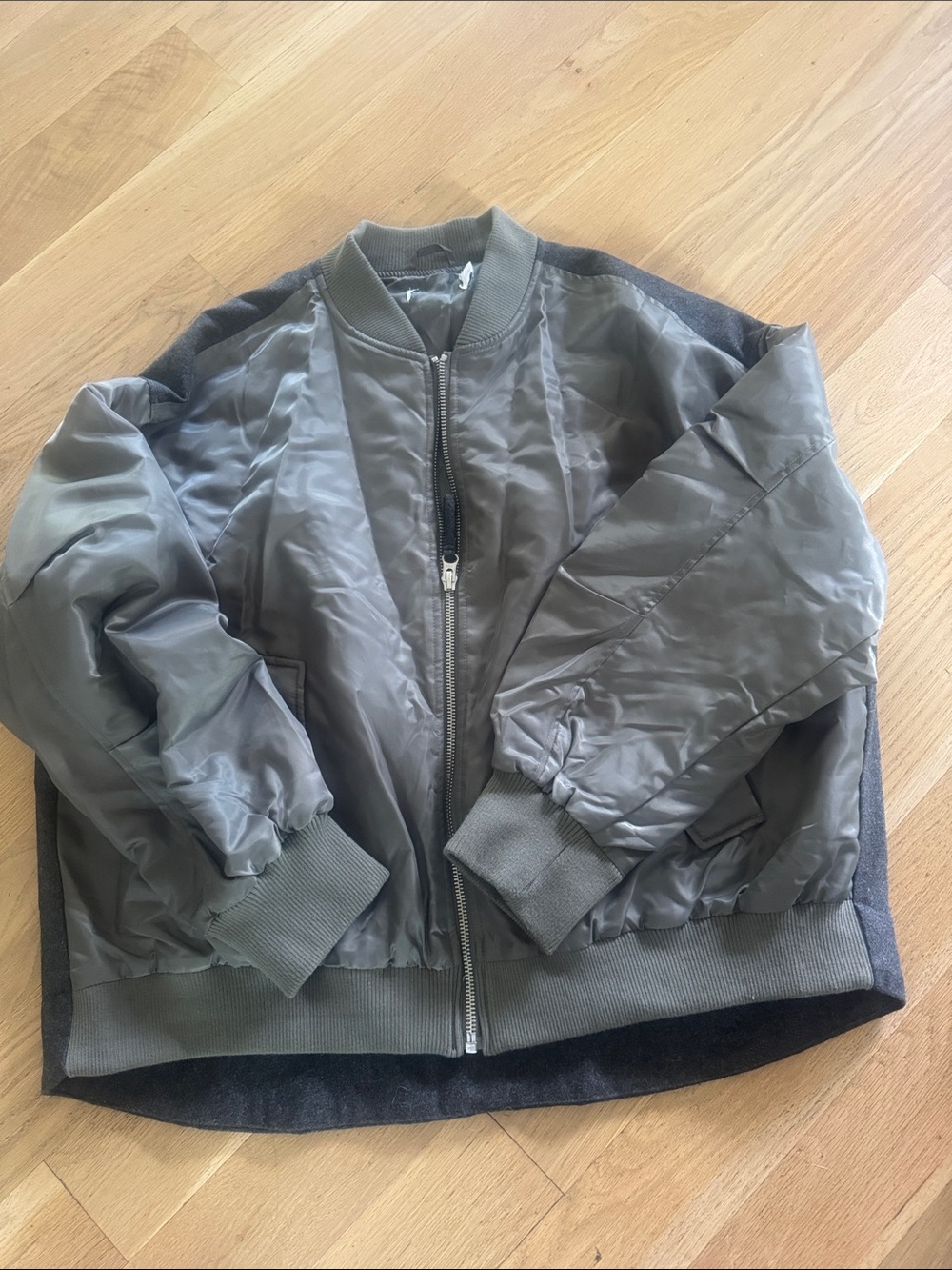 ASOS Olive Green Bomber Jacket with Ribbed Trim